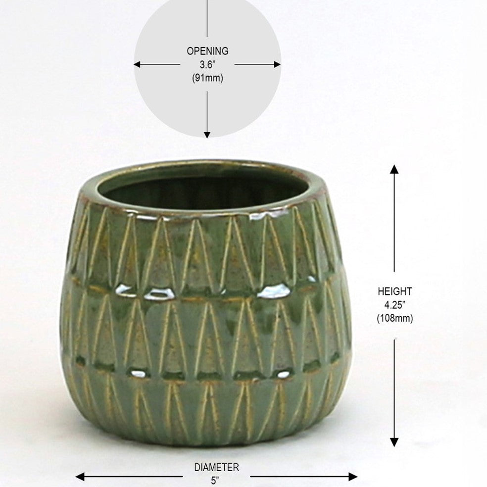 Triangular Print Reactive Glazed Pot