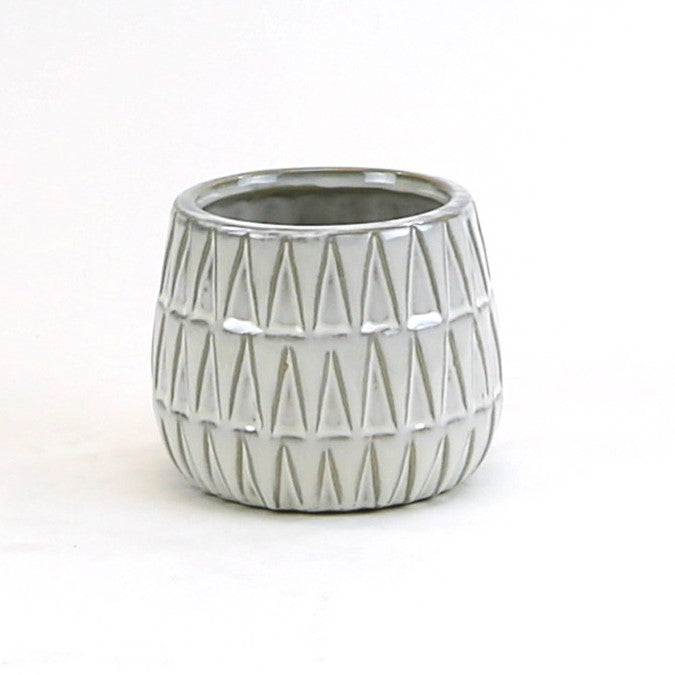 Triangular Print Reactive Glazed Pot