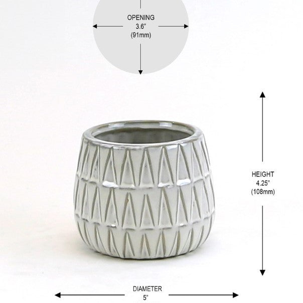 Triangular Print Reactive Glazed Pot