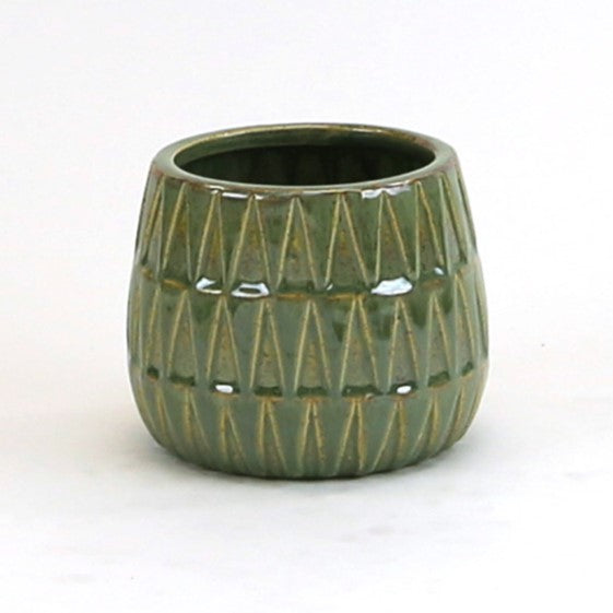 Triangular Print Reactive Glazed Pot