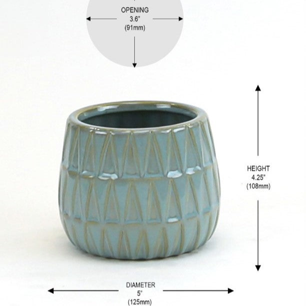Triangular Print Reactive Glazed Pot