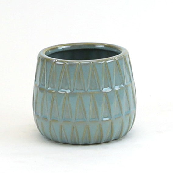 Triangular Print Reactive Glazed Pot