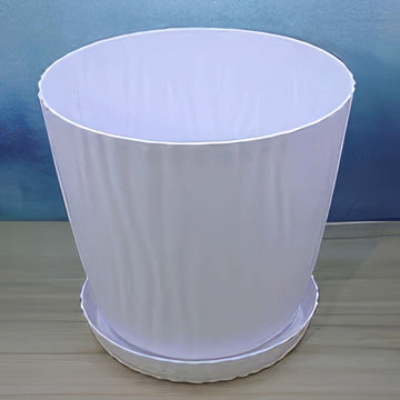 7-Inch White Plastic Pot and Saucers for Indoor and Outdoor Plants at Planet Desert