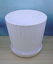 White Plastic Plant Pot with Drainage - Indoor & Outdoor Large Planter