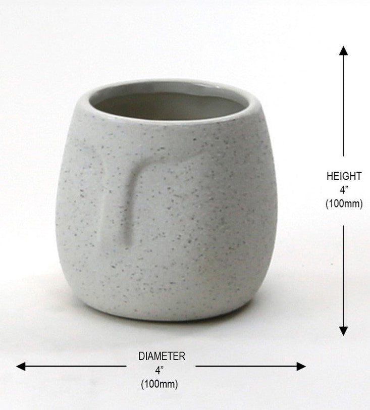 Ceramic Abstract Moai Face Bowl Sand Surface