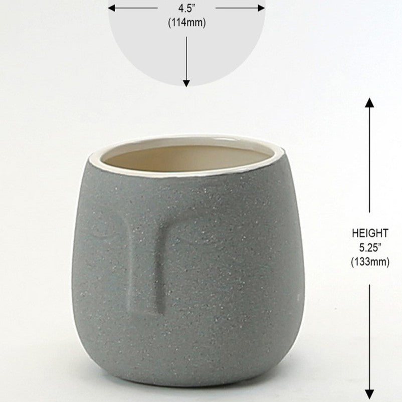 Ceramic Abstract Moai Face Bowl Sand Surface