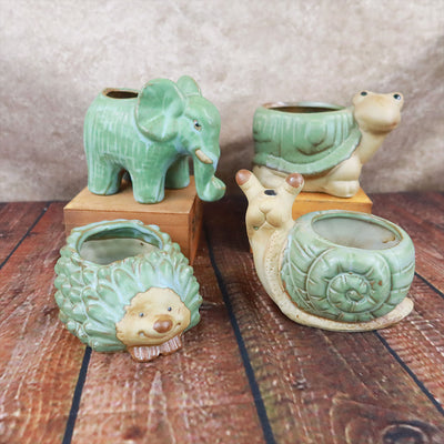 Animal Ceramic Planters for Indoor Succulents and Cacti, Small Pots with Drainage