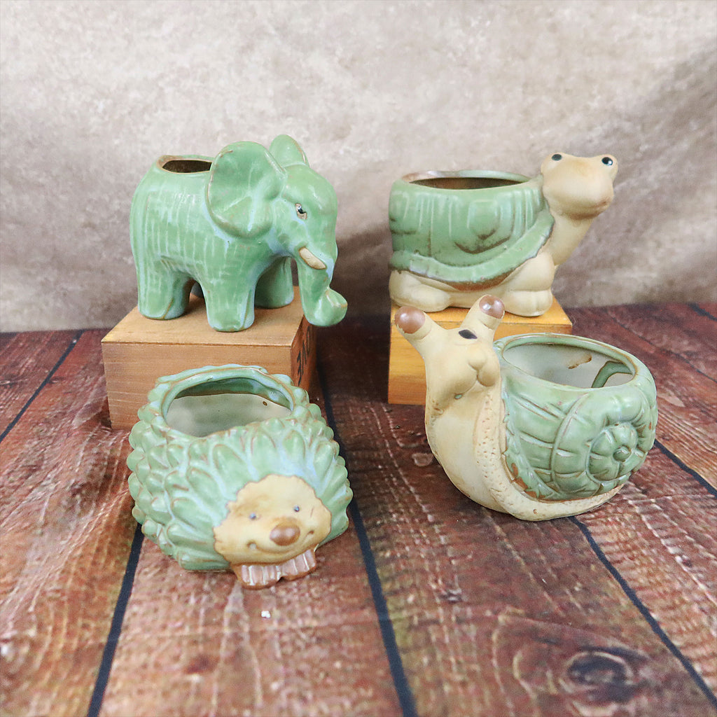 Animal Ceramic Planters for Indoor Succulents and Cacti, Small Pots with Drainage