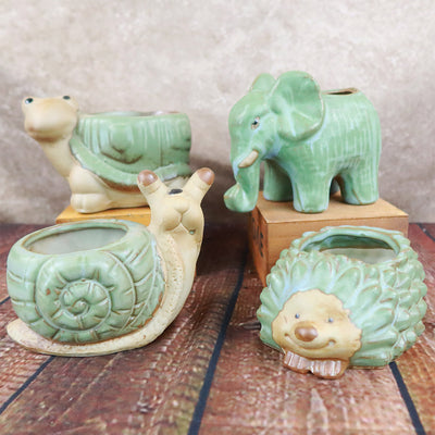 Animal Ceramic Planters for Indoor Succulents and Cacti, Small Pots with Drainage