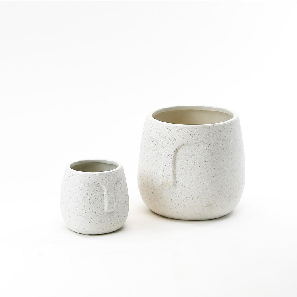 Ceramic Abstract Moai Face Bowl Sand Surface