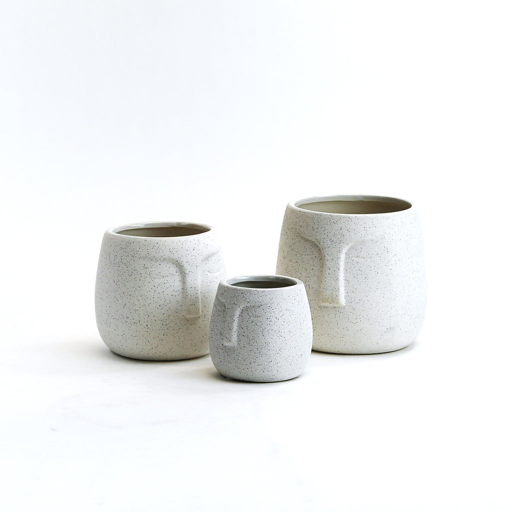 Ceramic Abstract Moai Face Bowl Sand Surface