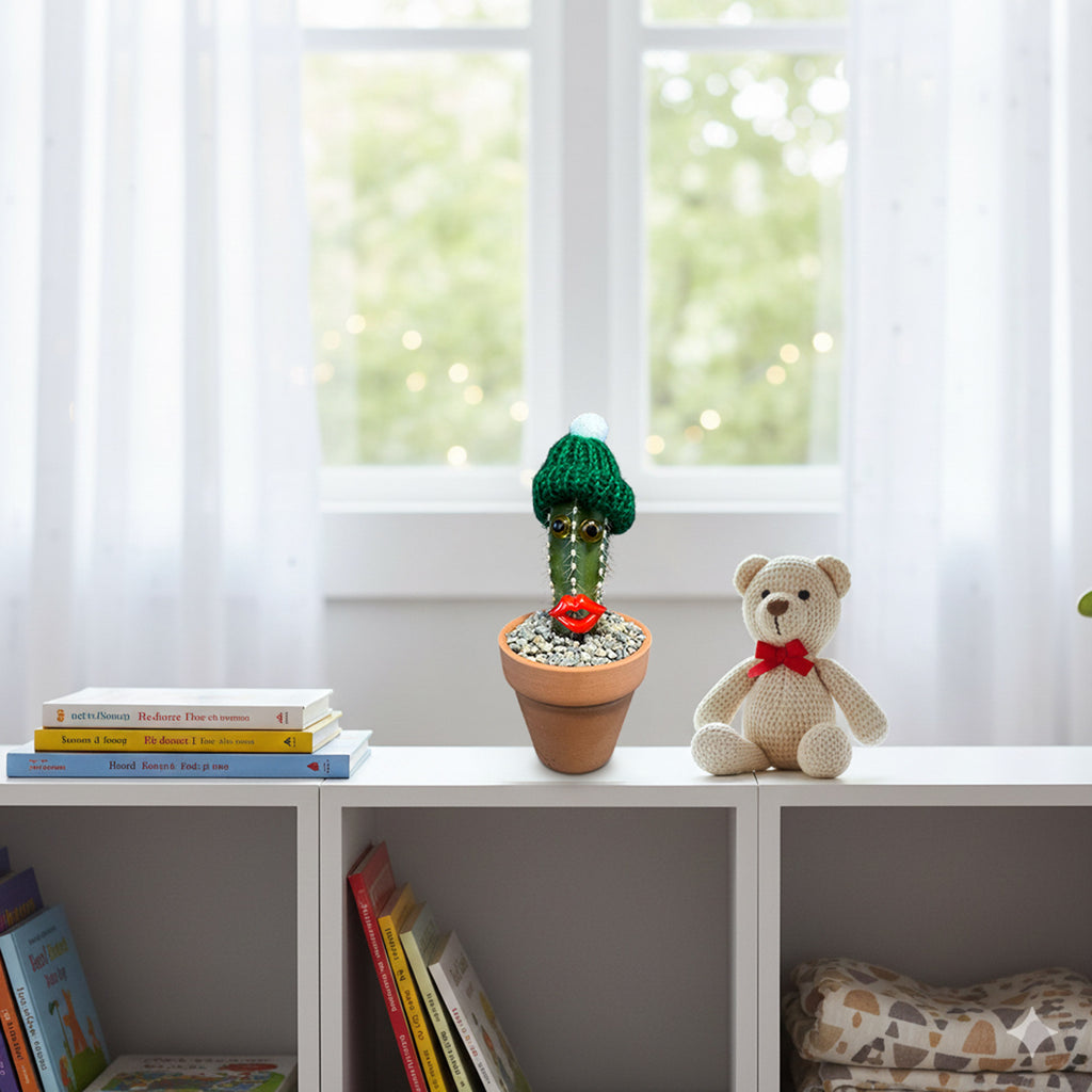 Green Cactus Pal – Living Cactus Doll with Glasses and Your Choice of Hats - The Perfect Gift