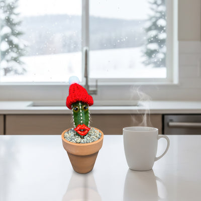 Green Cactus Pal – Living Cactus Doll with Glasses and Your Choice of Hats - The Perfect Gift