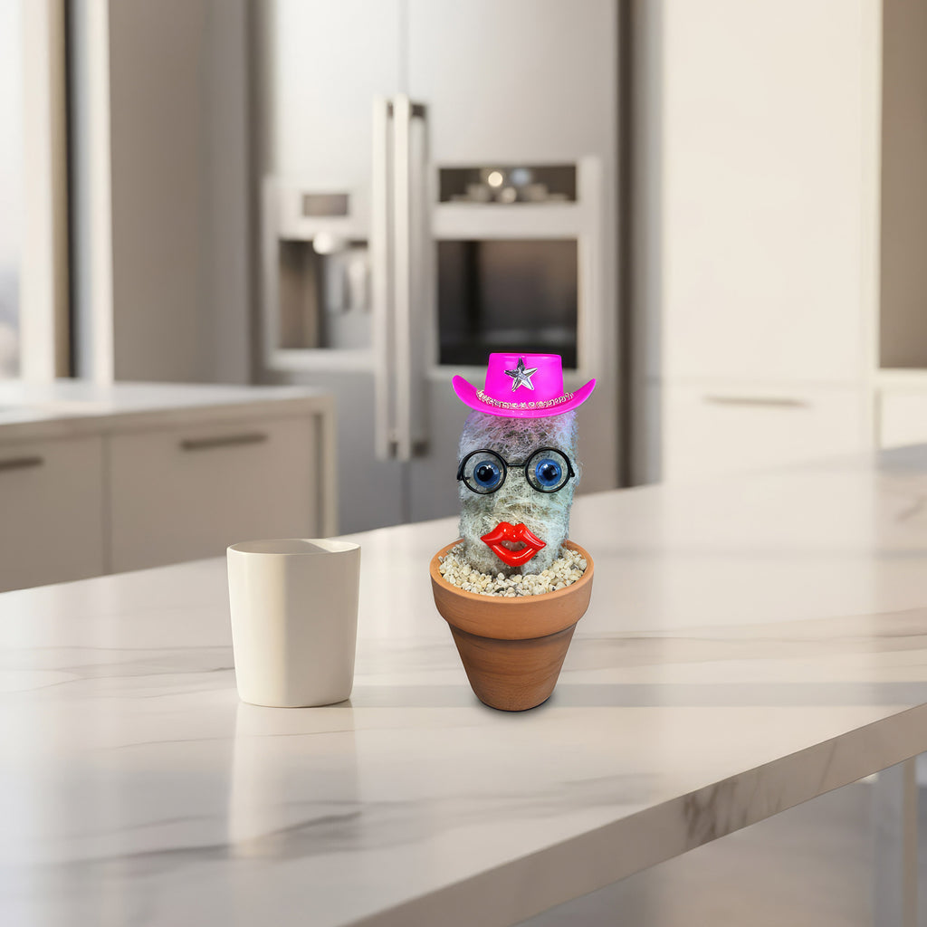 White Cactus Pal – Furry Old Man Living Cactus Doll with Hat Options – The Perfect Gift