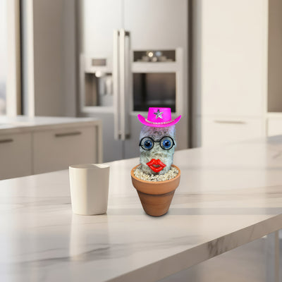 White Cactus Pal – Furry Old Man Living Cactus Doll with Hat Options – The Perfect Gift