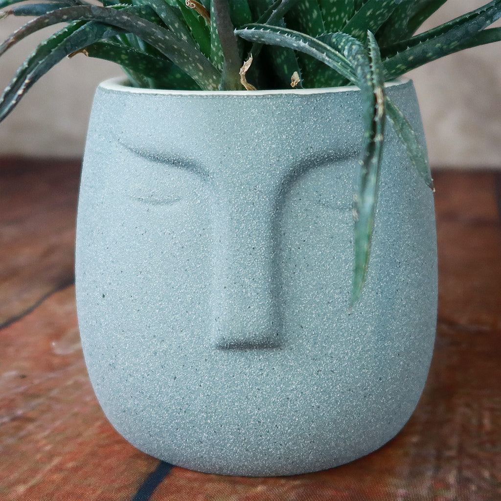 Ceramic Abstract Moai Face Bowl Sand Surface