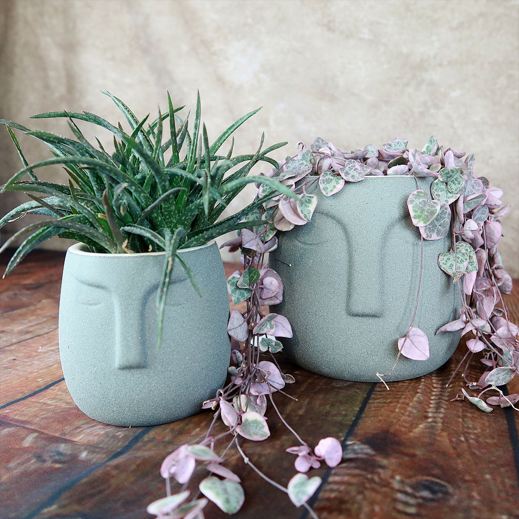 Ceramic Abstract Moai Face Bowl Sand Surface