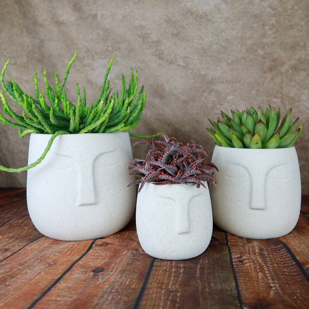 Ceramic Abstract Moai Face Bowl Sand Surface