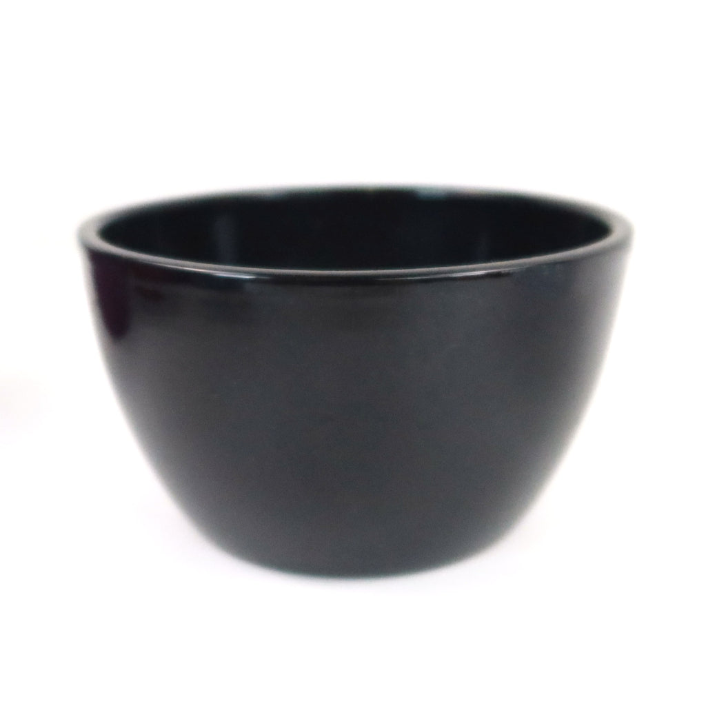 Black Ceramic Garden Bowl planter with a glossy finish, displayed on a white background. Suitable for indoor or outdoor use.
