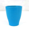 Glossy blue ceramic pottery pot with a plain, smooth finish and slightly flared rim, shown upright on a white background.