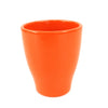 Bright orange ceramic glossy solid color pottery with a smooth finish is shown on a plain white background, highlighting its vibrant style.