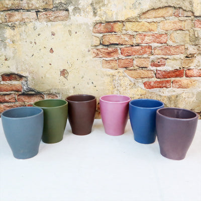 coloured ceramic plant pots Ceramic Matte 4" Solid Color Pottery 4" Pot / Russet Brown