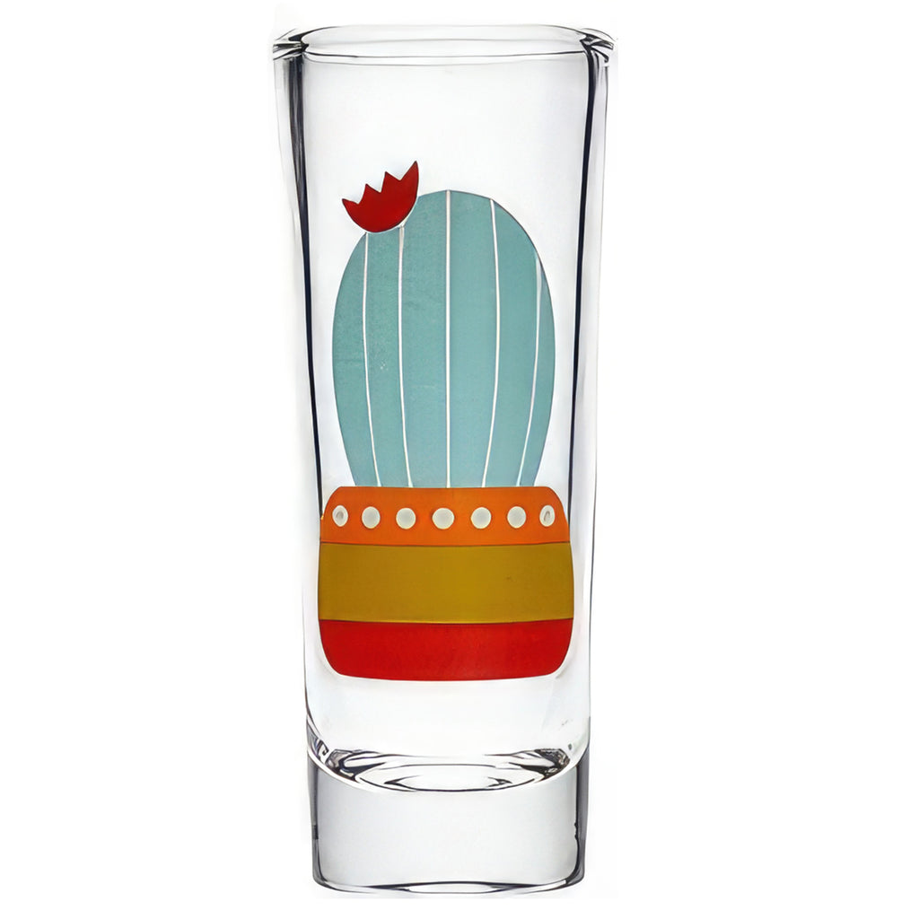 Decorative Gift Shot Glass with Cactus Designs- 2 oz Party Size Shot Glasses Set of 5