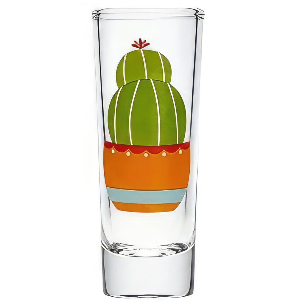 Decorative Gift Shot Glass with Cactus Designs- 2 oz Party Size Shot Glasses Set of 5