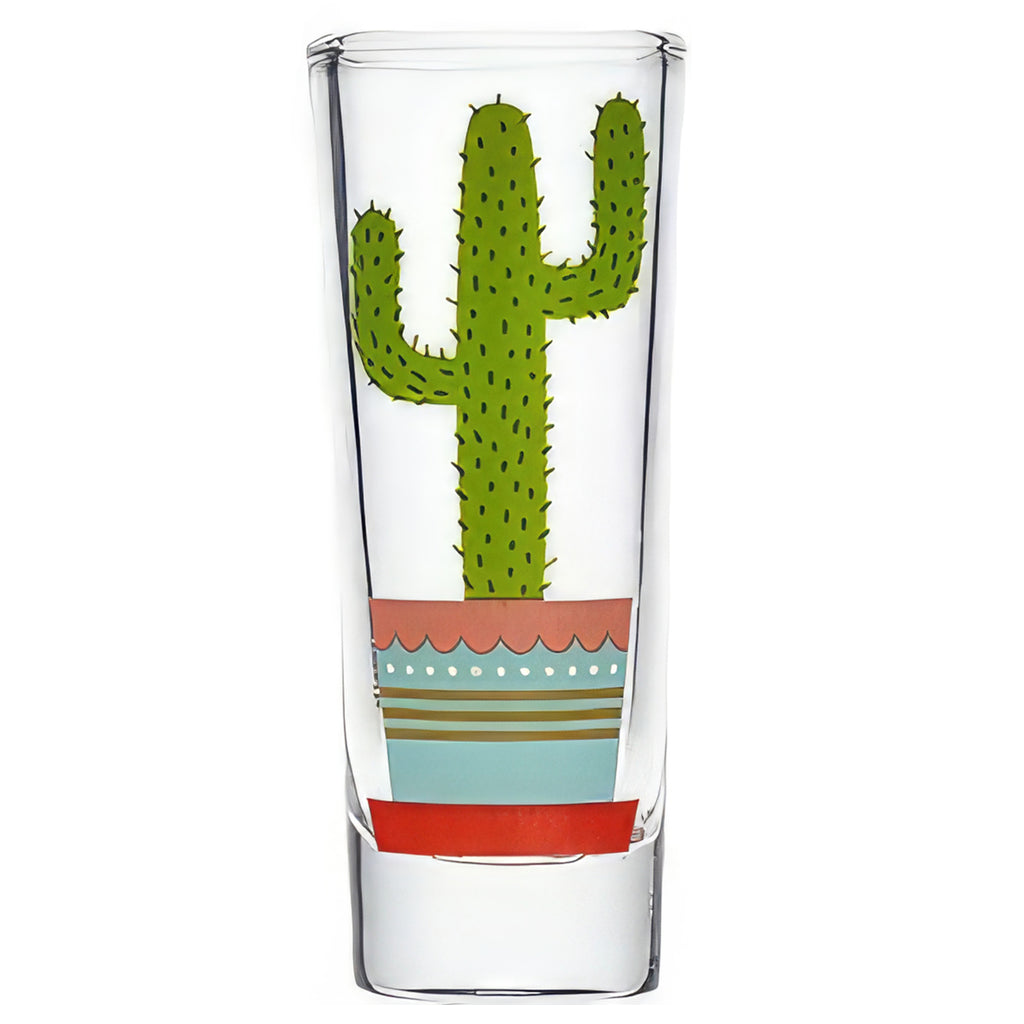 Decorative Gift Shot Glass with Cactus Designs- 2 oz Party Size Shot Glasses Set of 5