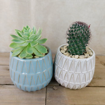 glazed ceramic plant pots Triangular Print Reactive Glazed Pot – Planet Desert