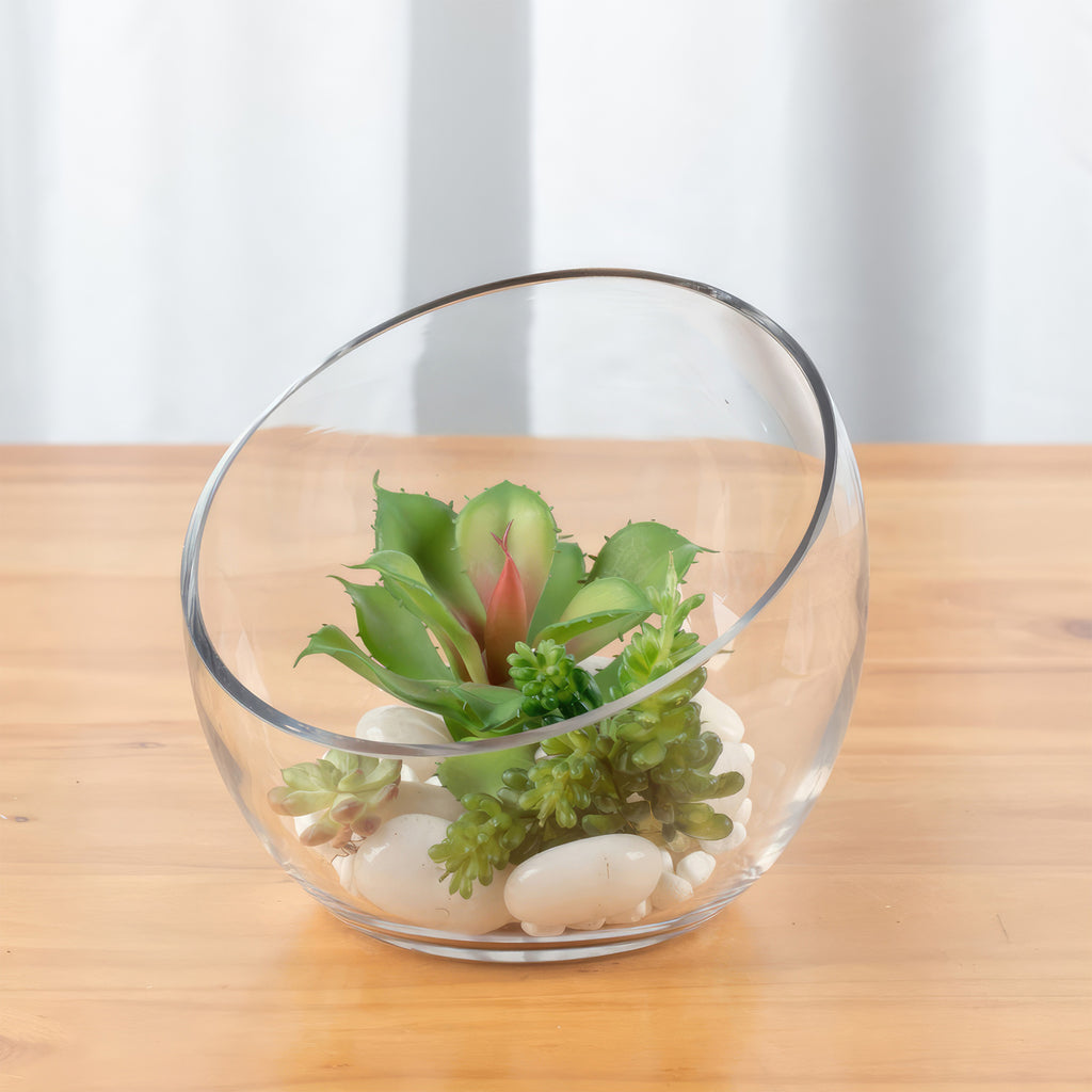 Decorative Half Moon Glass Bowl for Plants