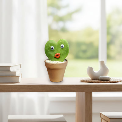 Heart Cactus Pal – Living Hoya Heart with Big Eyes & Red Lips