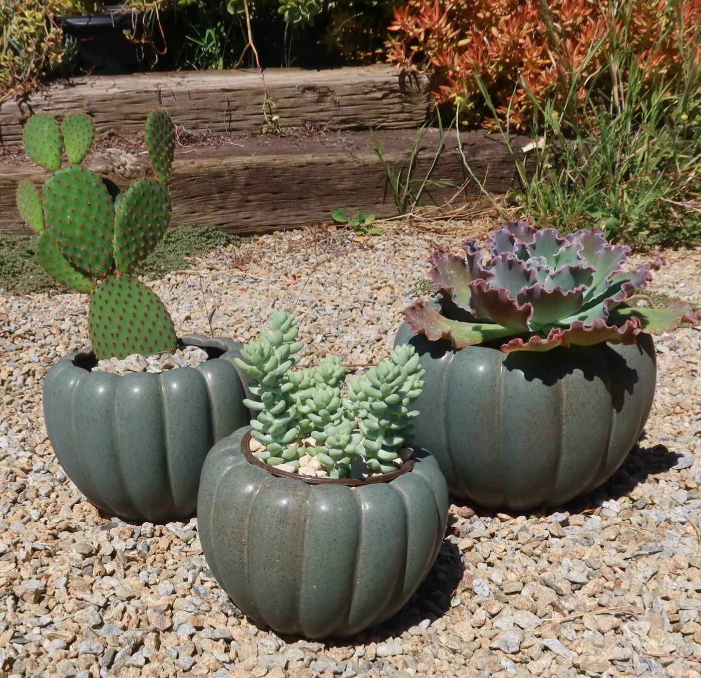 Weathered Hunter Green Pumpkin Pot