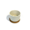 Mini White Ceramic Cactus Planter with Drainage Hole and Bamboo Tray