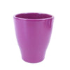 Purple ceramic glossy pottery cup with wide mouth and tapered base, shown as a decorative planter against a white background.