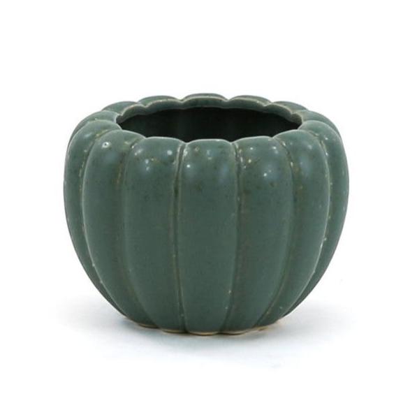 Weathered Hunter Green Pumpkin Pot