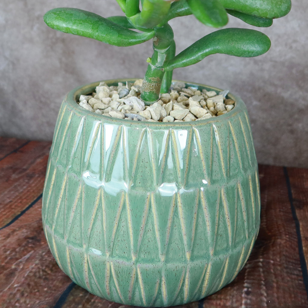 Triangular Print Reactive Glazed Pot