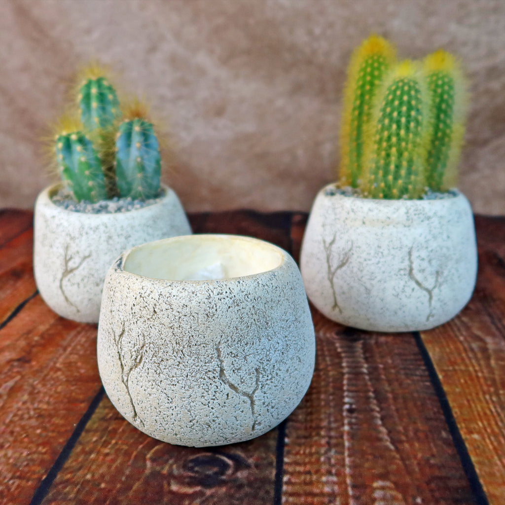 Ceramic Planter Rock Pot – Earthy Design for Cacti, Succulents & More