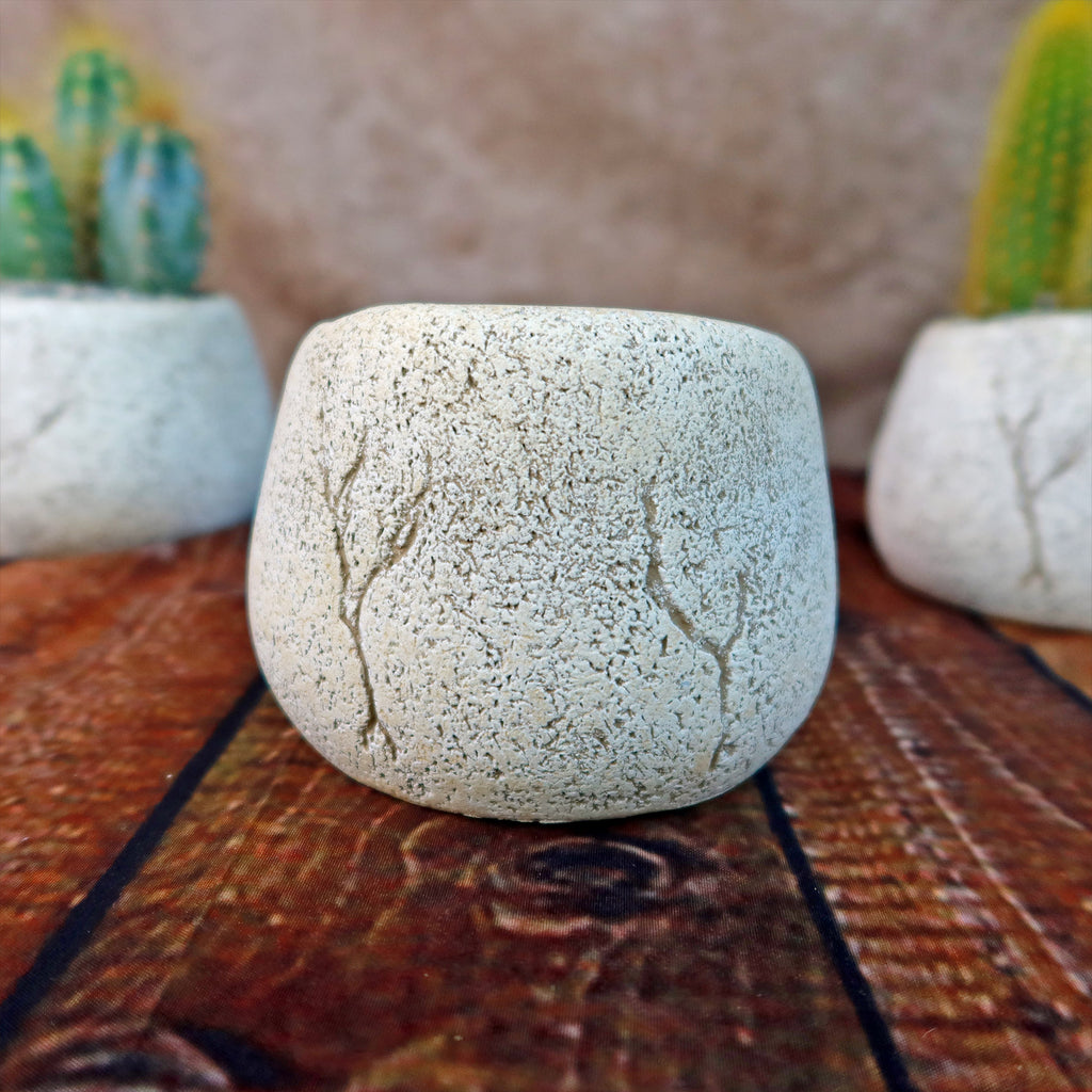 Ceramic Planter Rock Pot – Earthy Design for Cacti, Succulents & More