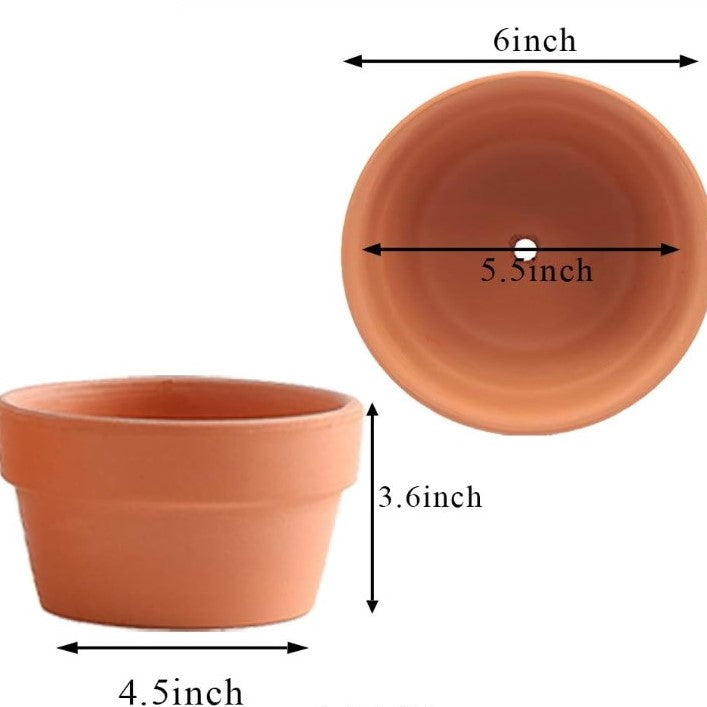 Terracotta Shallow Succulent Pot - Terracotta Clay Planters with Drainage for Indoor and Outdoor Use
