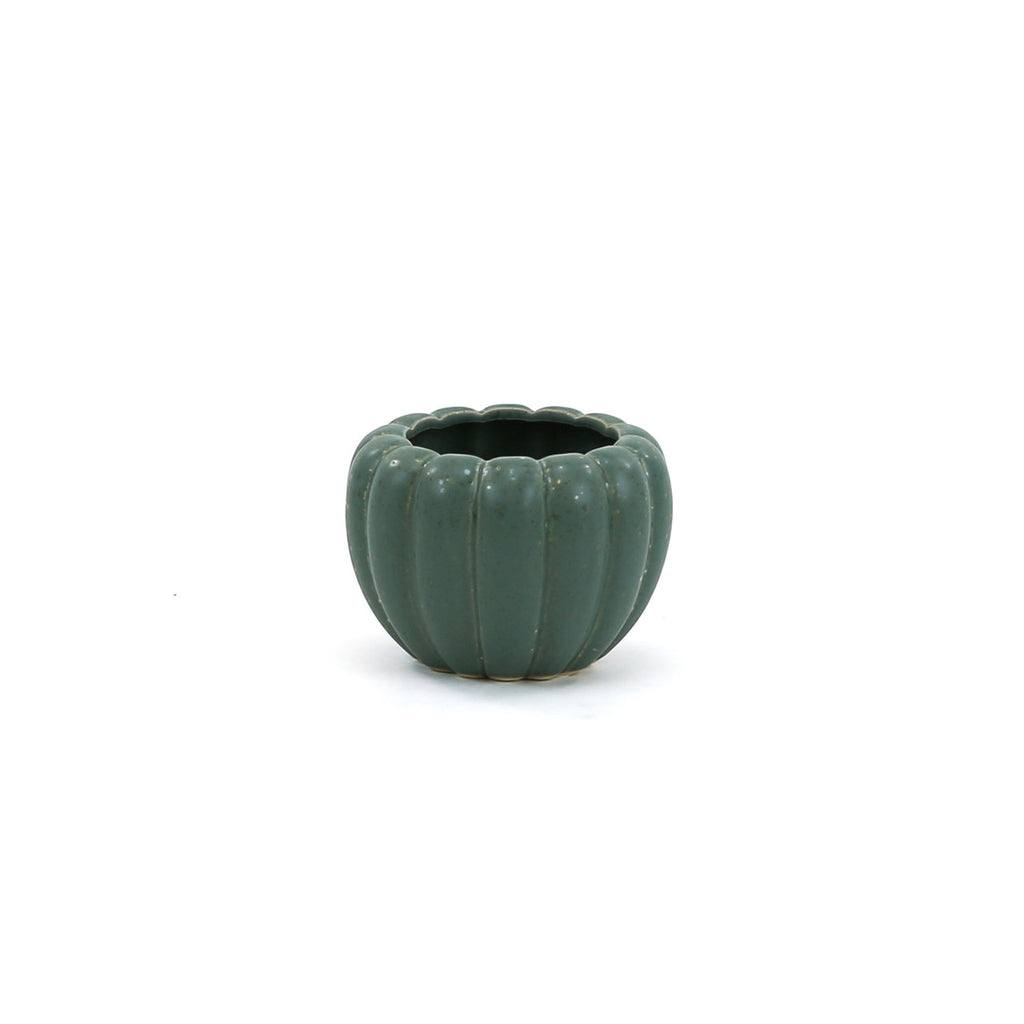 Weathered Hunter Green Pumpkin Pot