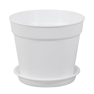 White 4 Inch Flower Plastic Nursery Pot with Drainage and Saucers