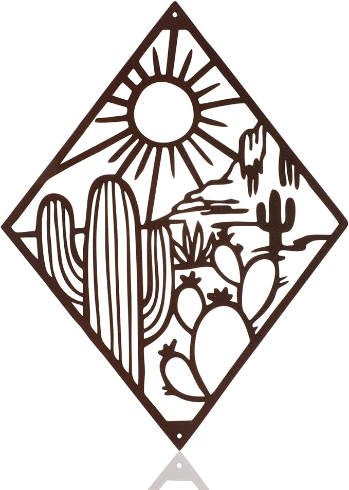 Natural Themed Metal Cactus Wall Art - Stylish Home and Office Decoration