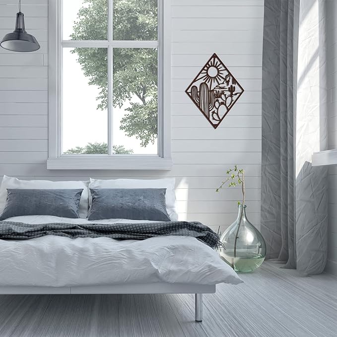 Natural Themed Metal Cactus Wall Art - Stylish Home and Office Decoration