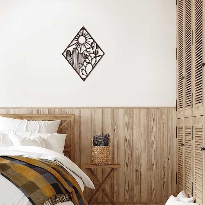 Natural Themed Metal Cactus Wall Art - Stylish Home and Office Decoration