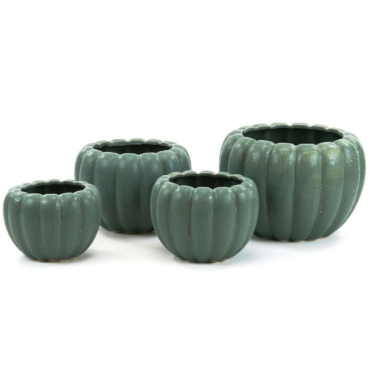 Weathered Hunter Green Pumpkin Pot