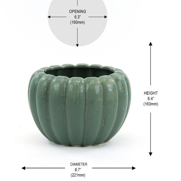 Weathered Hunter Green Pumpkin Pot