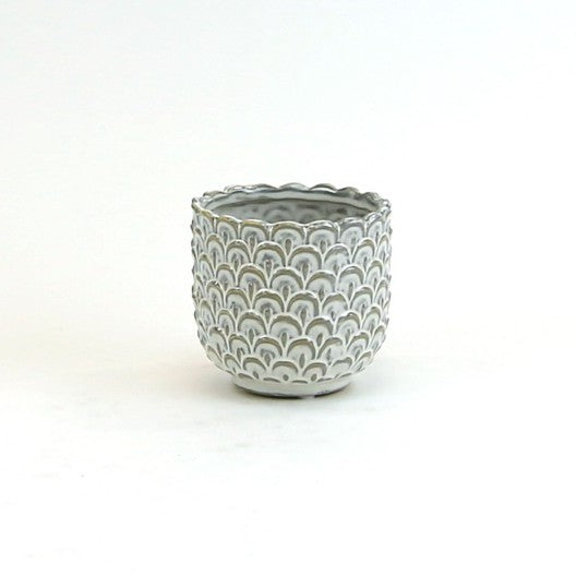 Cream Ceramic Bowl With Scale Pattern