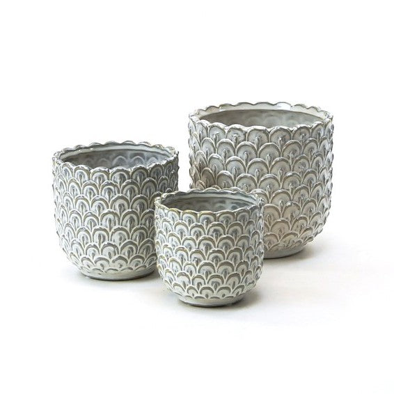 Cream Ceramic Bowl With Scale Pattern