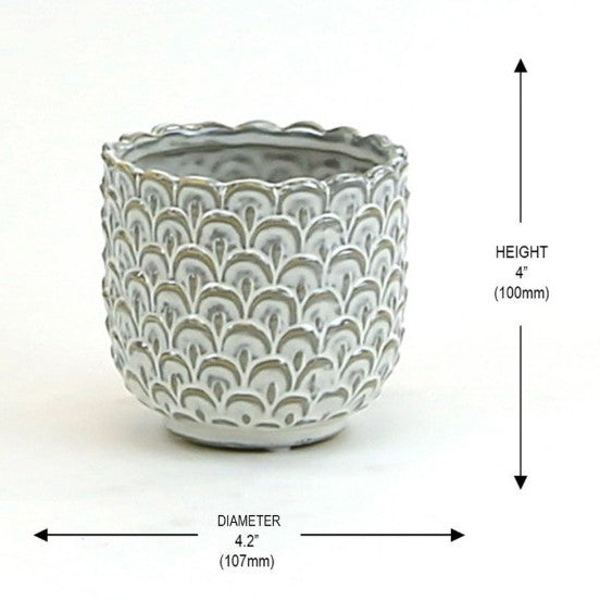 Cream Ceramic Bowl With Scale Pattern